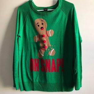 Oh Snap! Green Long Sleeve Holiday Sweater
